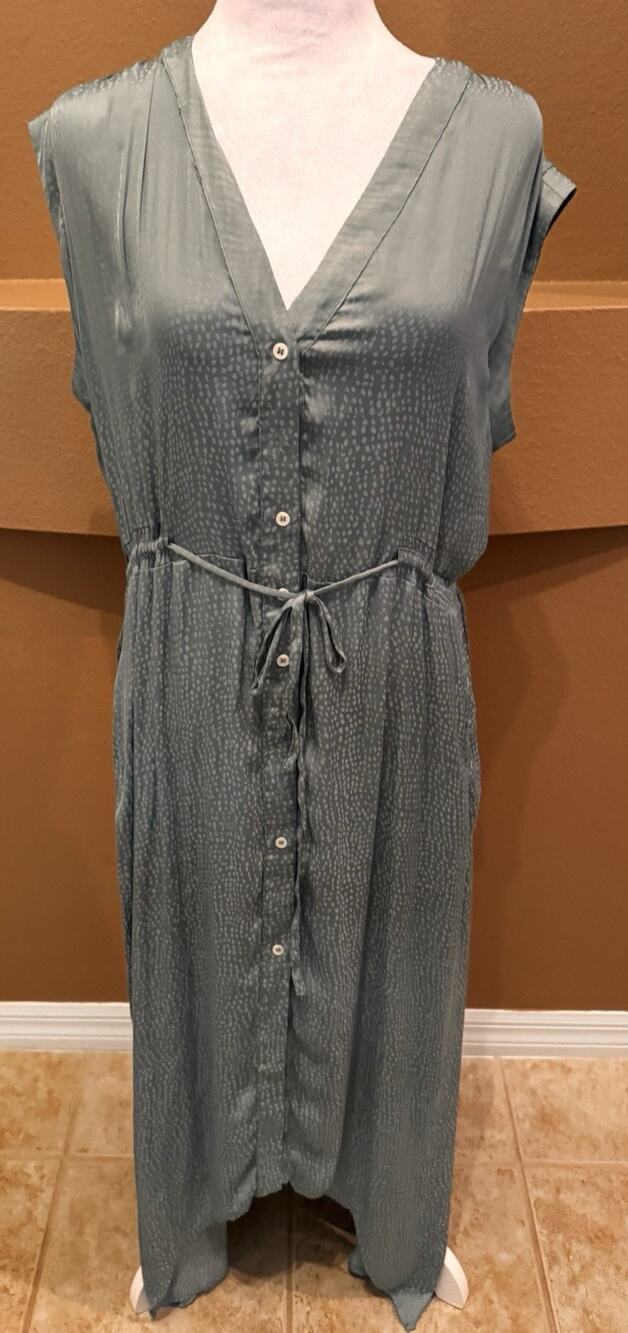 Grade & Gather Sage Midi Dress V-Neck Sleeveless Size LP
